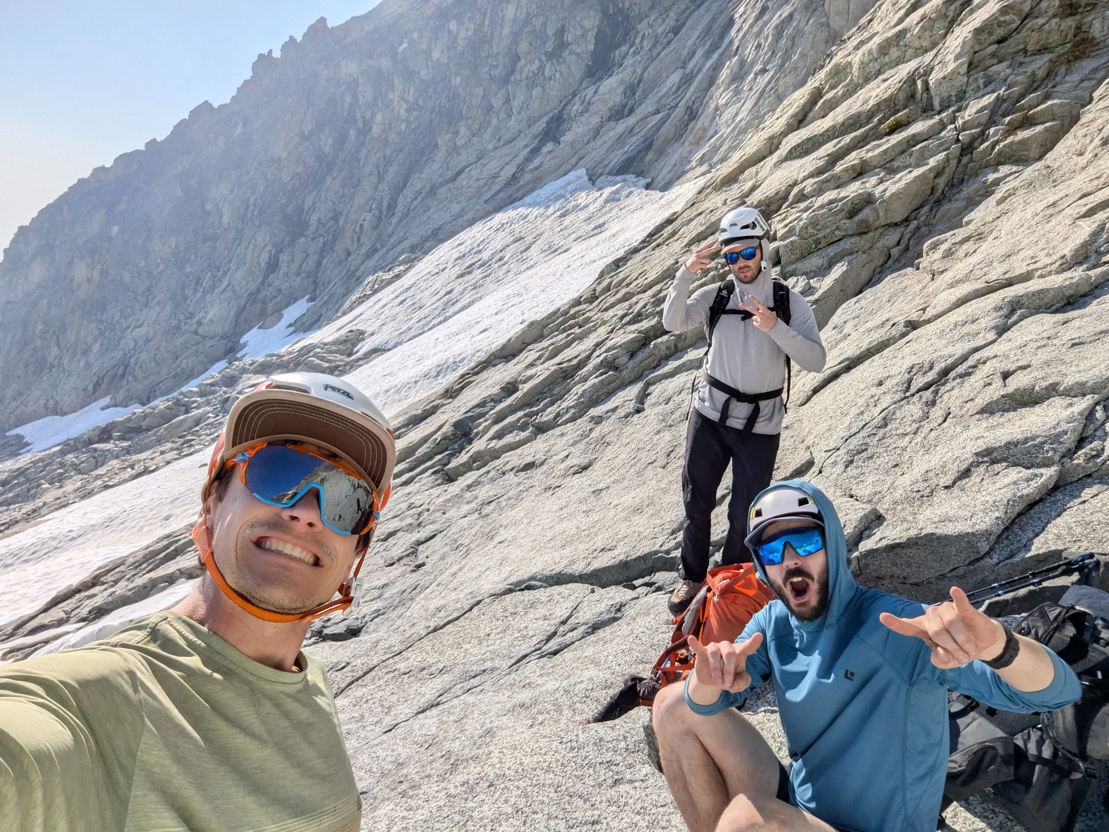 75 trio selfie on the descent slabs