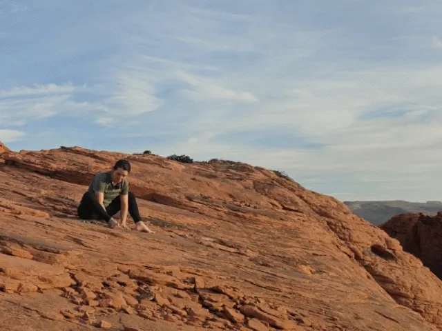 amy looking at rocks