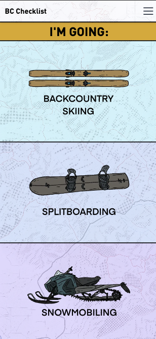 Backcountry checklist screenshot