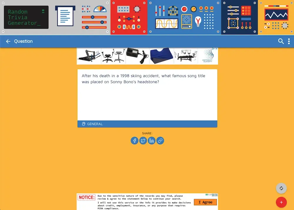 Random Trivia Generator single question page