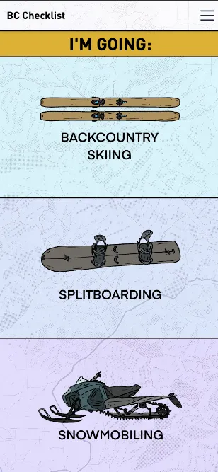 Backcountry checklist screenshot