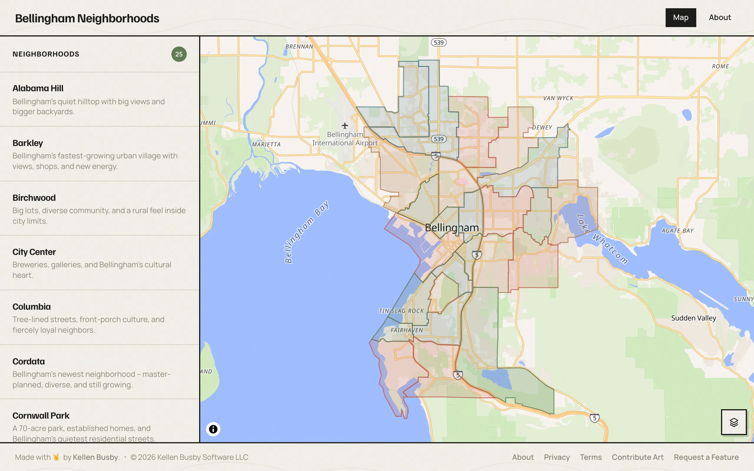 Bellingham Neighborhoods interactive map screenshot